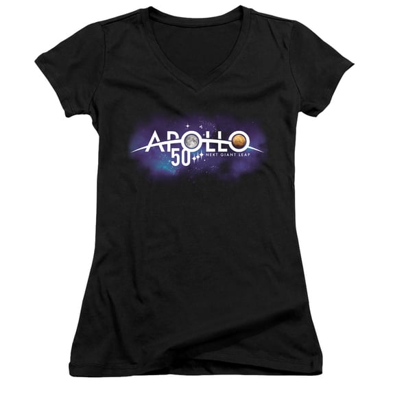 Nasa Next Giant Leap Junior Women's V-Neck T-Shirt Black