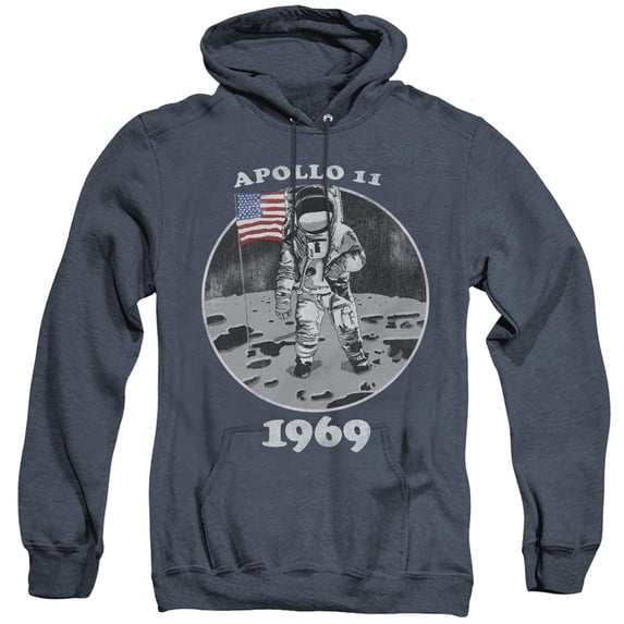 Nasa Not Fake Adult Heather Hoodie Sweatshirt Navy