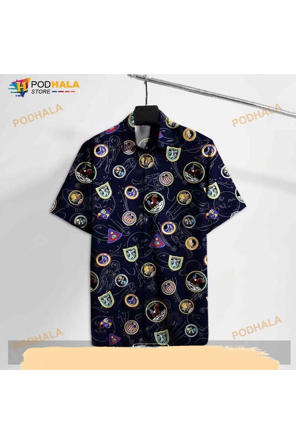 Nasa Ns Logos Of Apollo Missions Landing On The Moon Funny Hawaiian Shirt