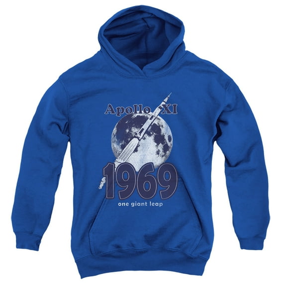 Nasa One Giant Leap Youth Pullover Hoodie Sweatshirt Royal Blue