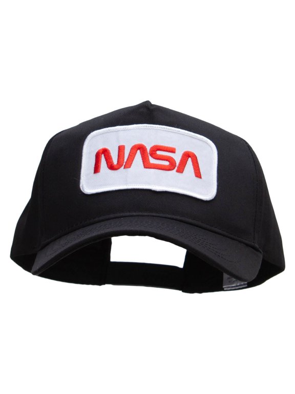 Nasa Patched Big Size Solid Cotton Twill 5 Panel High Profile Pro Style Snap Cap - Black XL-3XL