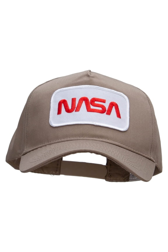 Nasa Patched Big Size Solid Cotton Twill 5 Panel High Profile Pro Style Snap Cap - Khaki XL-3XL