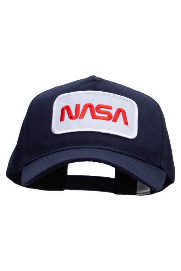 Nasa Patched Big Size Solid Cotton Twill 5 Panel High Profile Pro Style Snap Cap - Navy XL-3XL