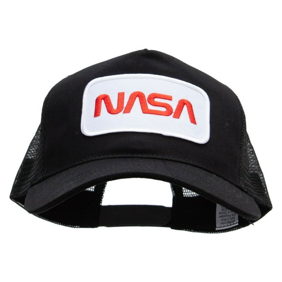 Nasa Patched New Big Size Trucker Mesh Cap - Black XL-3XL