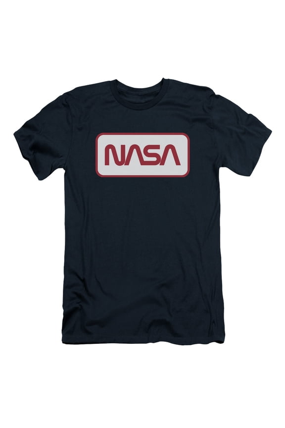 Nasa Rectangular Logo Adult 30/1 T-Shirt Navy