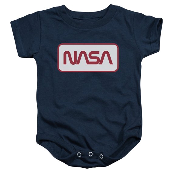 Nasa Rectangular Logo Infant Baby Romper T-Shirt Navy