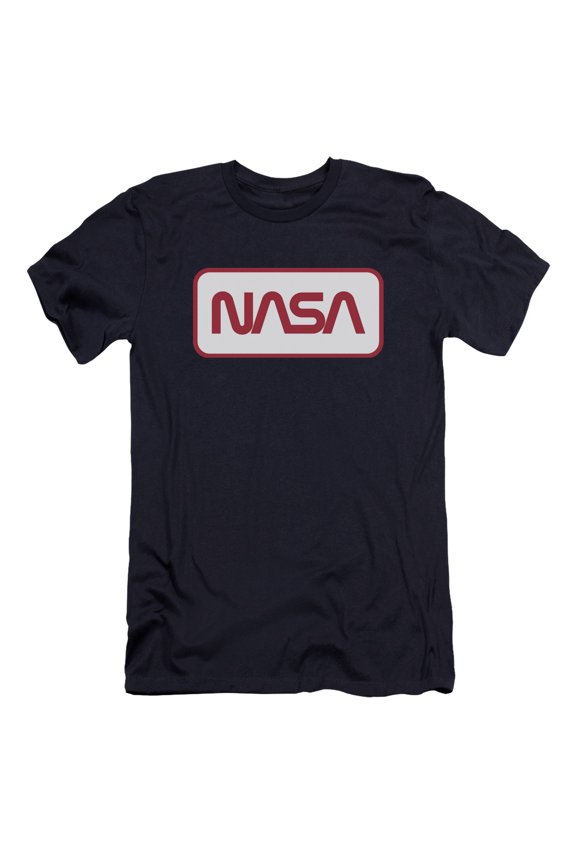 Nasa Rectangular Logo Premium Adult 30/1 T-Shirt Navy