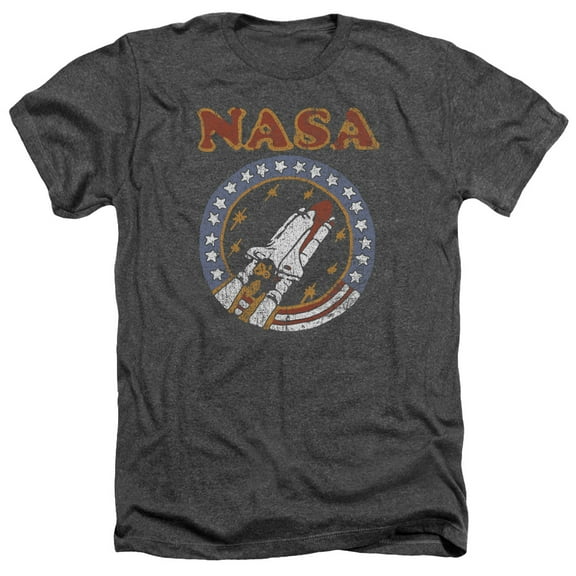 Nasa Retro Shuttle Adult Heather T-Shirt Charcoal