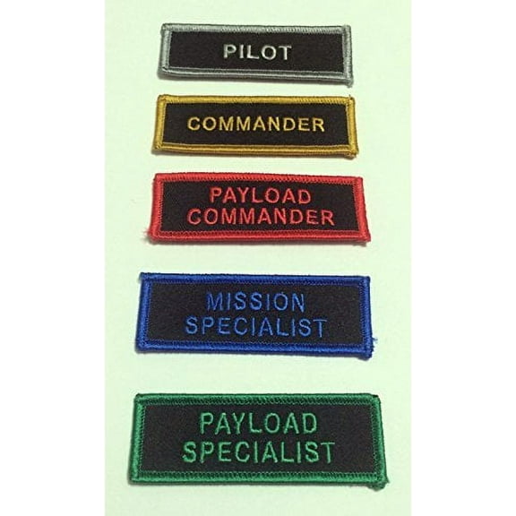 Nasa Space Shuttle Astronaut Patch Set Pilot, Commander, Mission Specialist ,Payload Specialist, Payload Commander MADE IN U.S.A.