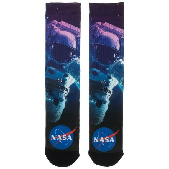 Nasa Spaceman Astronaut Outer Space Premium Sublimated All Over Print Men's Crew Socks