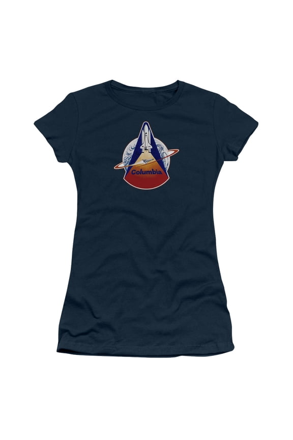 Nasa Sts 1 Mission Patch Junior Women's T-Shirt Sheer Navy