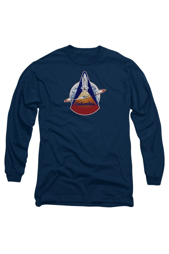 Nasa Sts 1 Mission Patch Long Sleeve Adult 18/1 T-Shirt Navy