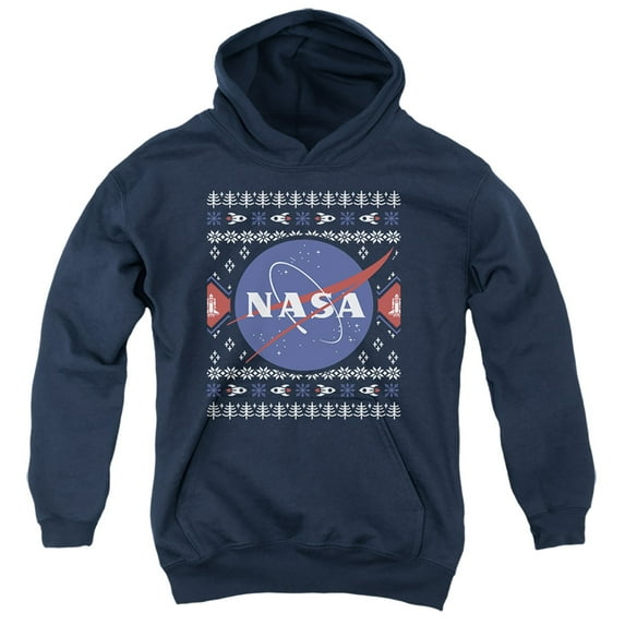 Nasa Ugly Christmas Sweater Logo Kids Pull-Over Hoodie for Youth Boys and Girls