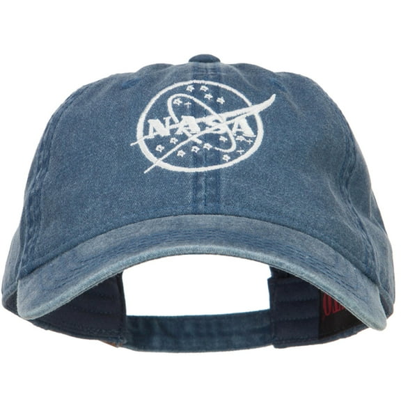 Nasa White Logo Embroidered Washed Cap - Navy OSFM
