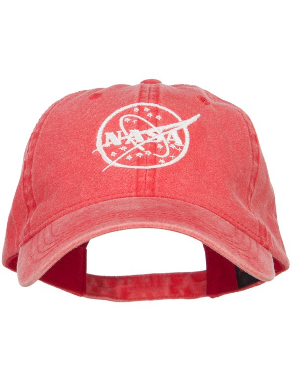 Nasa White Logo Embroidered Washed Cap - Red OSFM