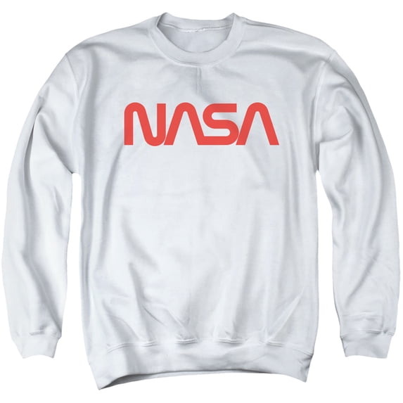 Nasa Worm Logo Adult Crewneck Sweatshirt White