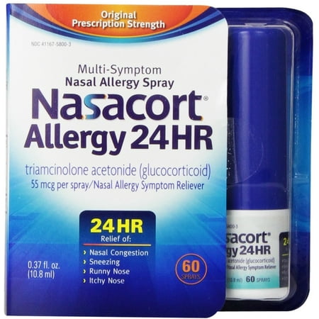Nasacort Allergy 24 Hour 60 Sprays, 0.37 oz (Pack of 2)