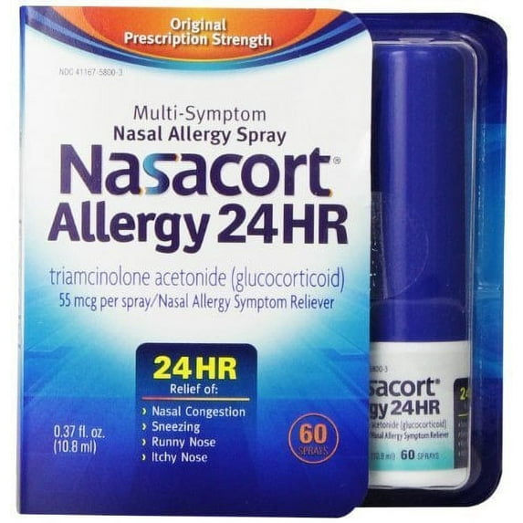 Nasacort, Allergy 24 Hour, 60 sprays - 0.37 fl oz (Pack of 2)