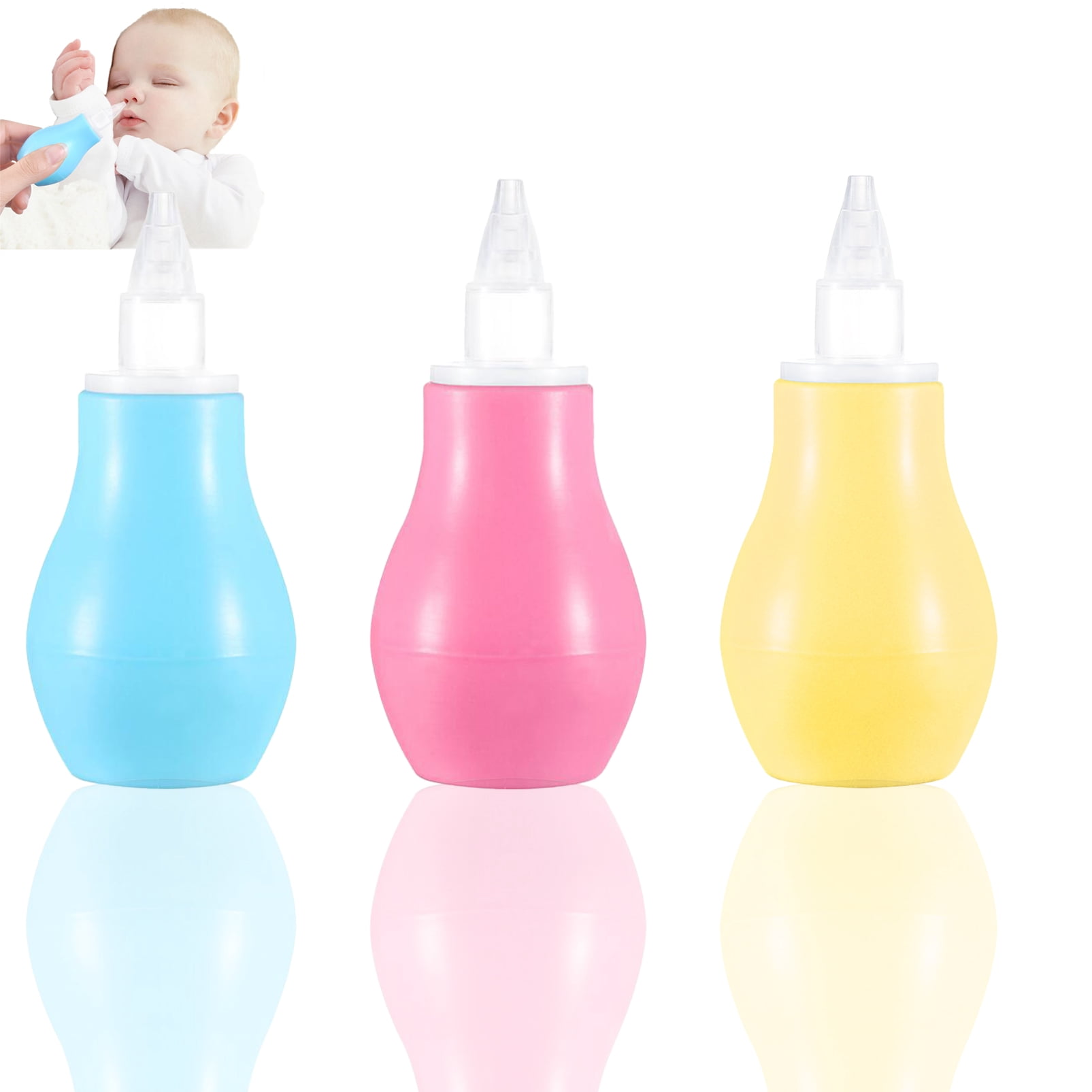 Nasal Aspirator for Baby, 3 Pieces Baby Nose Sucker Ear Cleaner Toddler Food Baby Medicine Dispenser - Infant Congestion Relief Nose Aspirator for Babies