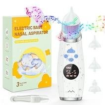Nasal Aspirator for Baby, Electricr Nose Sucker IPX7 Waterproof Automatic Booger Sucker for Toddler Kids Infants Child with 3 Silicone Tips, 5 Levels Suction, Music & Colorful Light Soothing Function