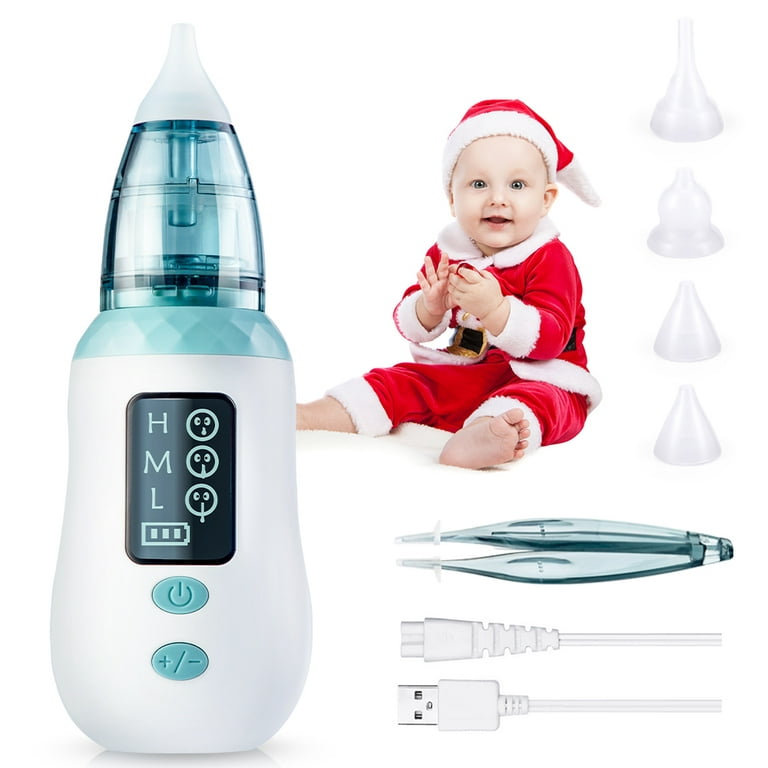 Nasal Aspirator, bubbacare USB Charging Nose Cleaner with 4 Suction Levels,  Ear Wax Remover with 4 Reusable Snot Sucker Nozzles for Infants & Toddlers
