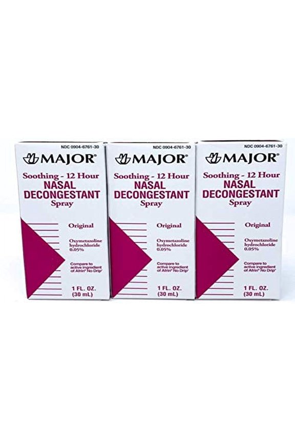 Nasal Decongestant Pump Mist Spray 12hr Oxymetazoline HCL 0.05% 30ml (3)