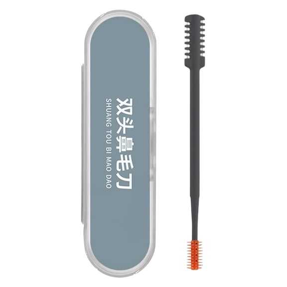 Nasal Hair Cutter 2-in-1 with Ear Pick, Manual Nose Hair Trimmer for Men Women, 360° Rotating Double-Sided Blade for Safe Removal, Portable Grooming Tool with Cleaning Brush