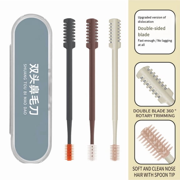 Nasal Hair Cutter, 3 Pcs 026 Upgraded 2-in-1 Double Sided Portable Nose Hair Trimmer,Removal Knife 360 Rotating Nose Trimmer,for Women Men, Travel Essentials Washable Nose Hair Remover Grooming Tool