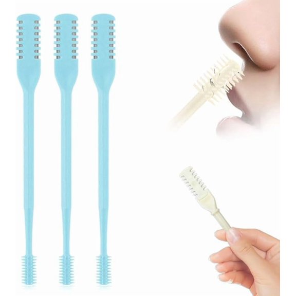 Nasal Hair Cutter, Double Sided Nose Hair Knife, 360° Nostril Hair Remover Tool, Nose Hair Trimmer for Men Women, with Soft Cleaning Brush