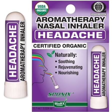 Nasal Inhaler Aromatherapy Headache - USDA Certified Organic - Made with 100% Pure - Therapeutic Grade Organic Essential Oils 0.7 mL by Sponix Made in USA