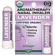 Nasal Inhaler Aromatherapy Lavender - USDA Certified Oraganic - Made with 100% Pure - Therapeutic Grade Organic Essential Oils 0.7 mL by Sponix Made in USA
