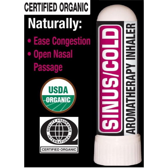 Nasal Inhaler Aromatherapy Sinus/Cold - USDA Organic - International Quality Assurance - Made with 100% Pure Therapeutic Grade Organic Essential Oils 0.7 mL by Prevenage Made in USA / Fast Shipping