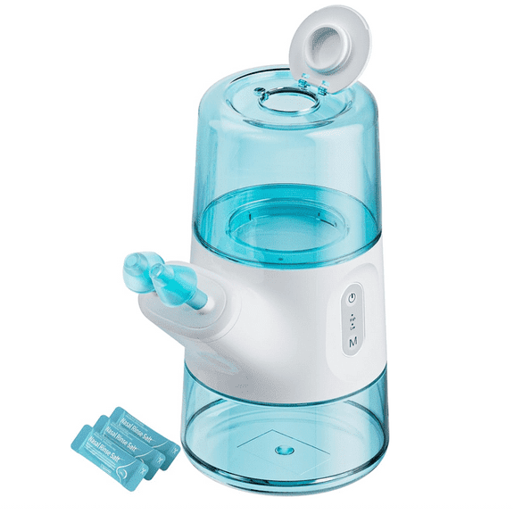 Nasal Irrigator, Electric Sinus Rinse with Dual Water Tank, Nasal Irrigation Device For Allergies, 8 Replacement Heads & 40 SaltPods for Daily Nasal Care