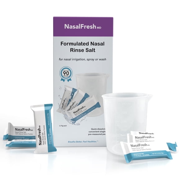 NasalFresh MD Nasal Rinse Salt Packets - 90pcs Box with 300mm cup