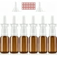 thumbnail image 1 of Nasal Spray Bottle, 6 Pcs 30ML/1oz Glass Amber Refillable Fine Mist Sprayers Atomizers, Small Empty Nasal Sprayer with Funnels and Labels, 1 of 7