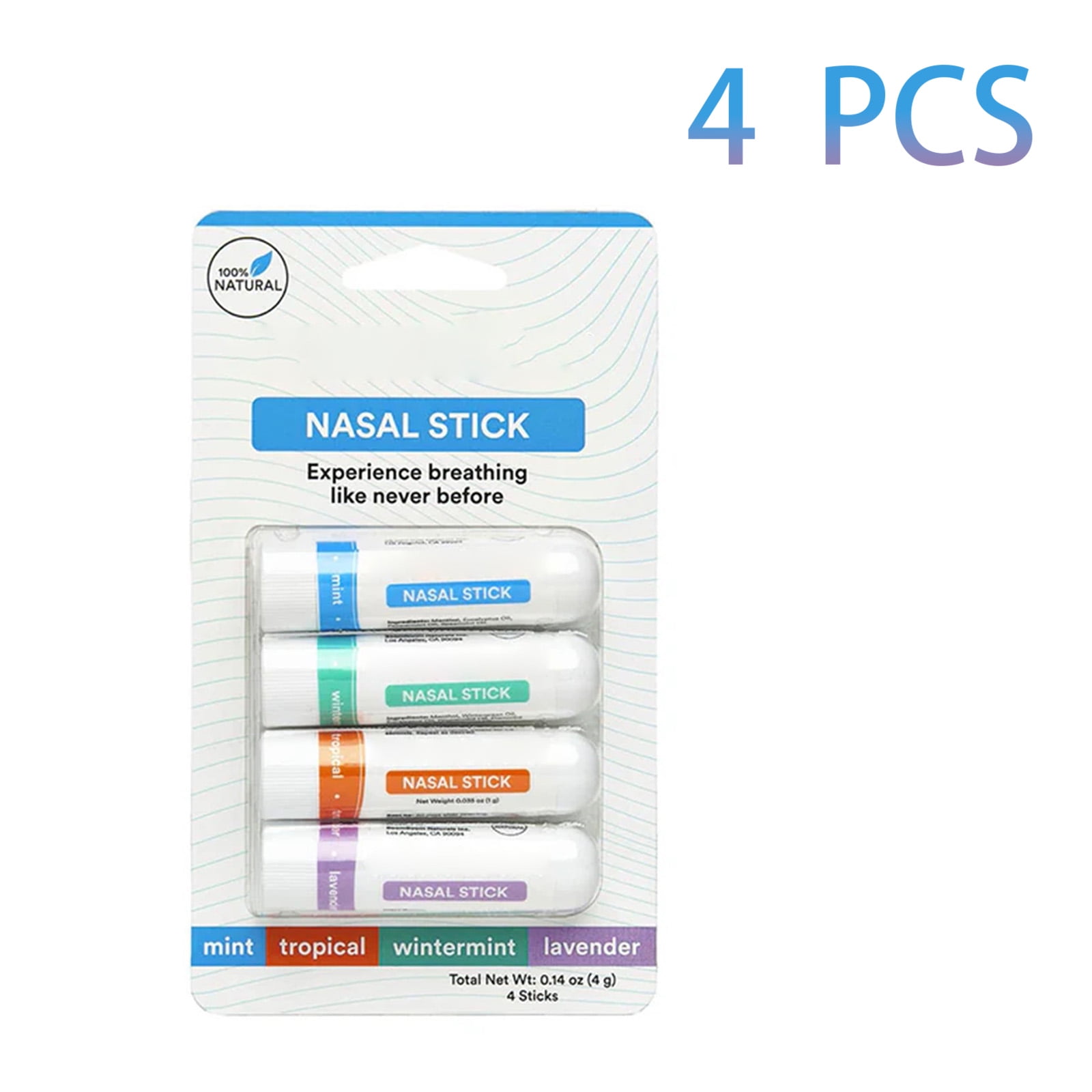 Nasal Stick (4 Pack) Focus + Enhances Breathing Provides Fresh