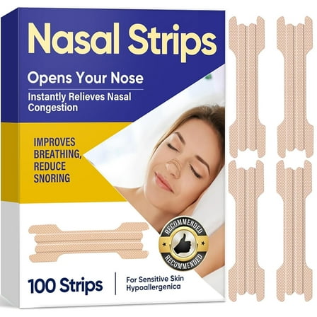 Nasal Strips for Snoring, 100PCS Nose Strips for Breathing, Extra Strength Anti Snoring Solution for Men Women, Instant Relief, Improved Airflow, and Comfortable Fit Snore Strips