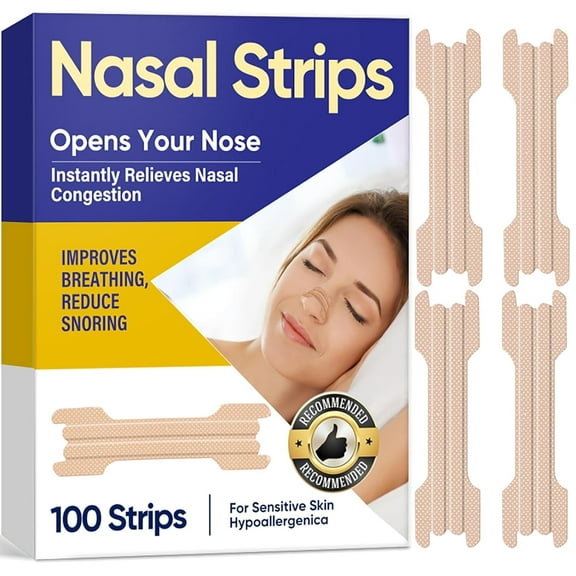 Nasal Strips for Snoring, 100PCS Nose Strips for Breathing, Extra Strength Anti Snoring Solution for Men Women, Instant Relief, Improved Airflow, and Comfortable Fit Snore Strips
