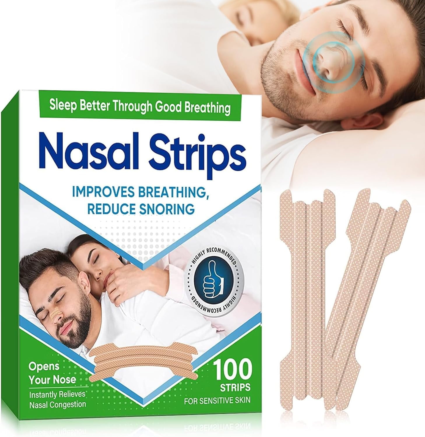 Nasal Strips for Snoring, Anti Snoring Device, Relieve Nasal Congestion ...