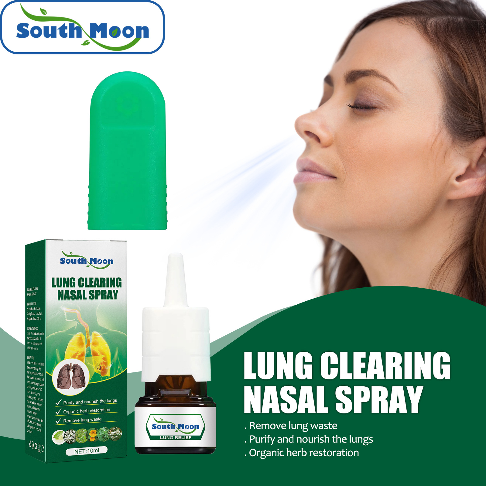 Nasal spray to relieve nasal congestion, runny nose, stop snoring