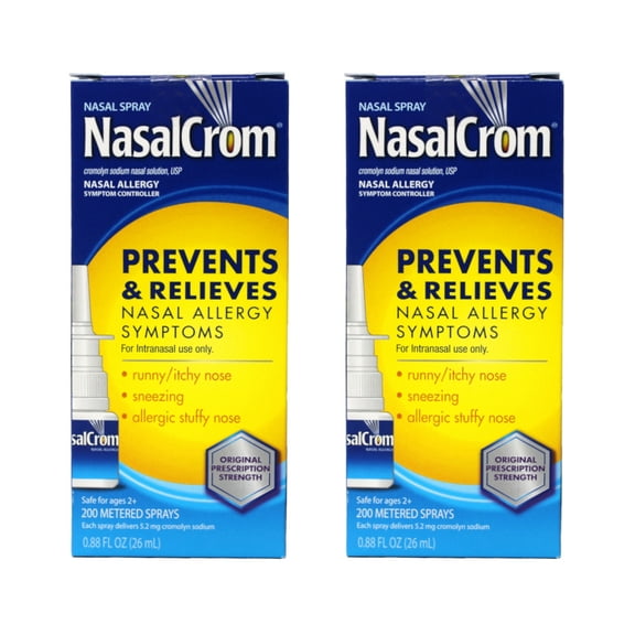 NasalCrom Nasal Spray Allergy Symptom Controller, 200 Metered Sprays, 0.88 FL OZ (Pack of 2)