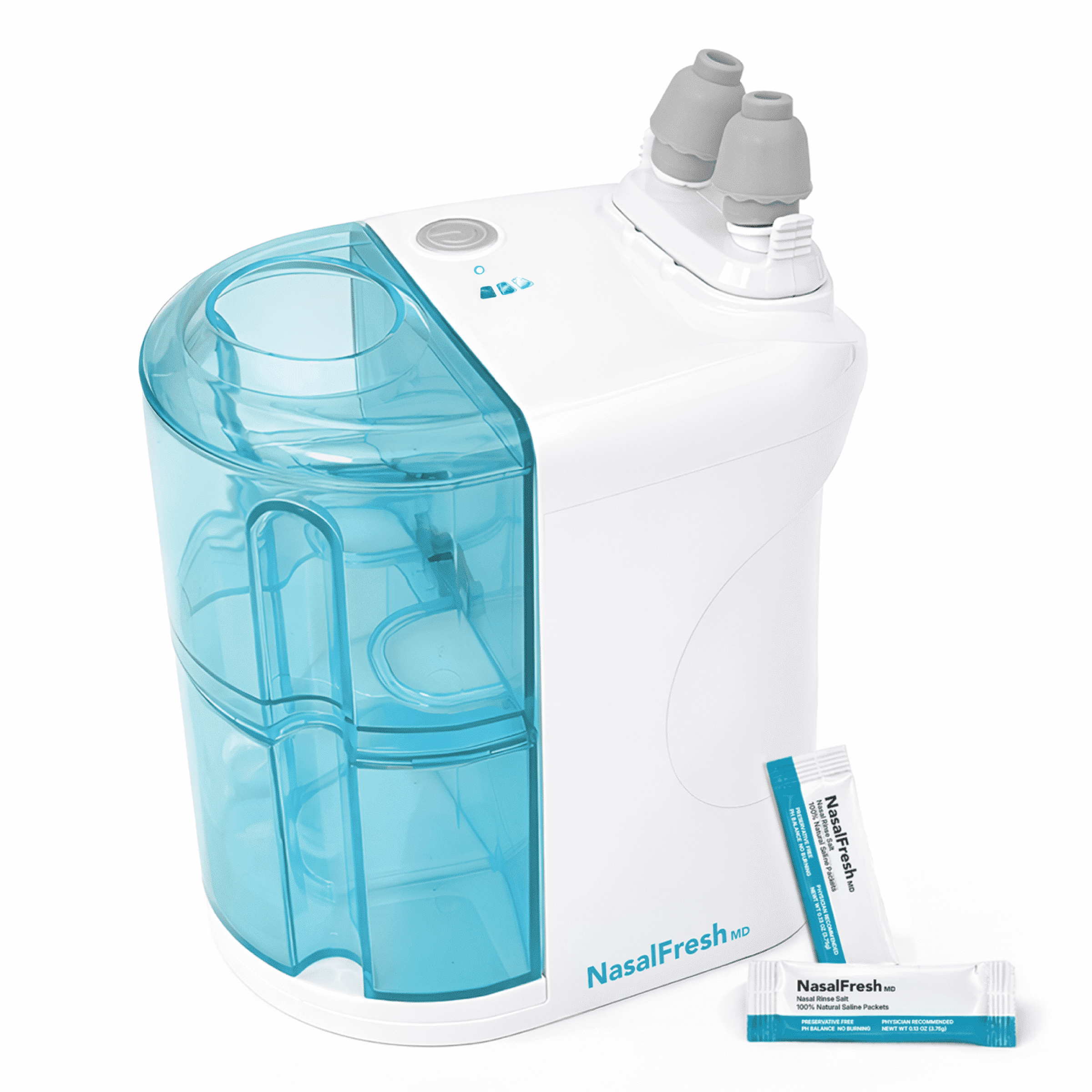 NasalFresh MD Dual Powered Nasal Irrigation System for Sinus Congestion and Snoring, 30 Saline Packets, Rechargeable, Self Cleaning