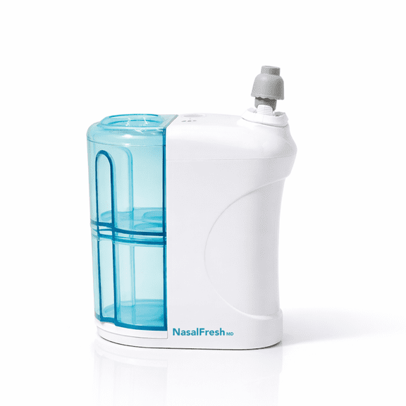 NasalFresh MD Dual Powered Nasal Irrigation System for Sinus Congestion and Snoring, 30 Saline Packets, Rechargeable, Self Cleaning