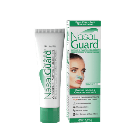 NasalGuard Airborne Particle Blocker Gel - Drug-Free Protection Against Pollutants and Irritants, Suitable for Daily Use, Made in USA (Cool Menthol, 10 Gram Tube), Over 150 Applications