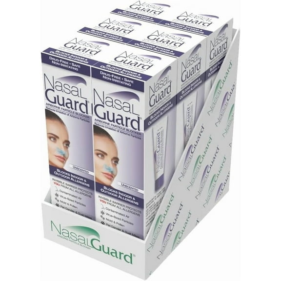 NasalGuard Airborne Particle Blocker Gel - Drug-Free Protection Against Pollutants and Irritants, Suitable for Daily Use, Made in USA (Unscented, 10 Gram Tube, Pack of 6)
