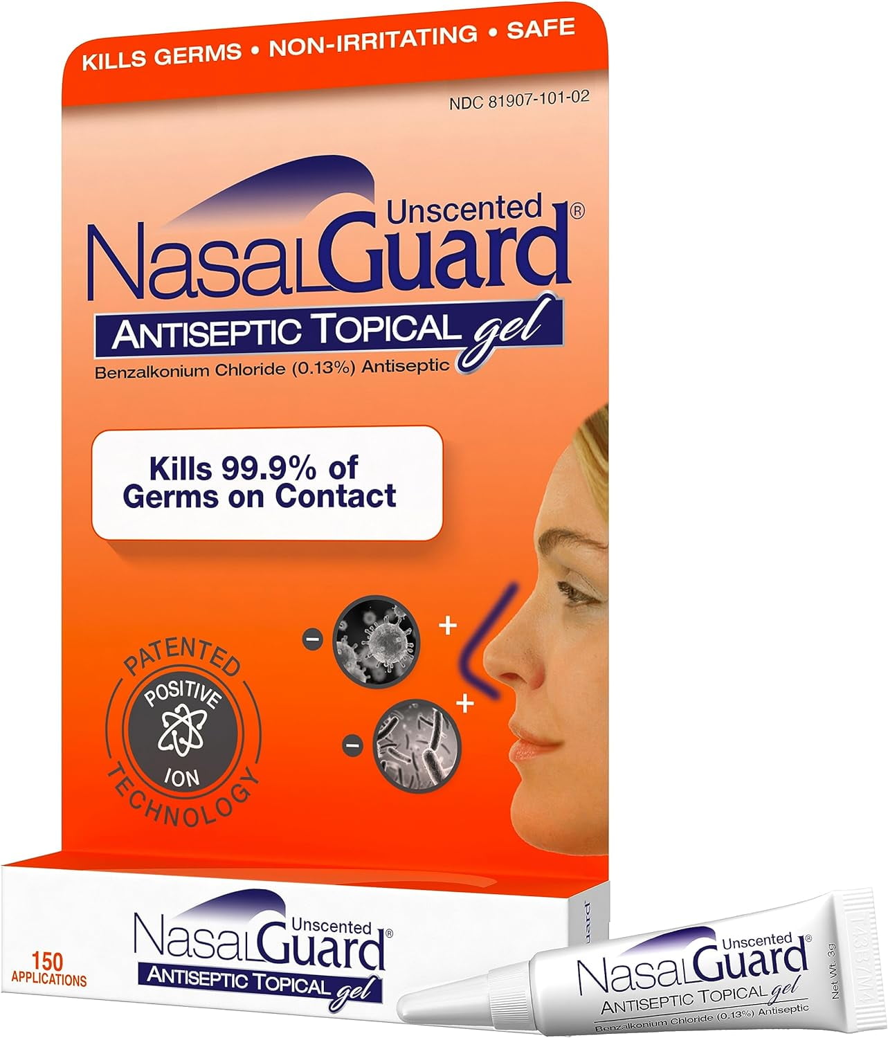 NasalGuard Antiseptic Topical Gel Kills 99.9 of Germs Patented