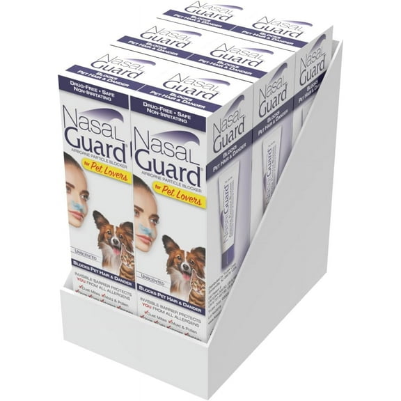 NasalGuard for Pet Lovers – Pet Hair & Dander Blocker Nasal Gel – Drug-Free, Safe for The Whole Family, Non-Irritating, Made in USA (Unscented, 10 Gram Tube, Pack of 6)