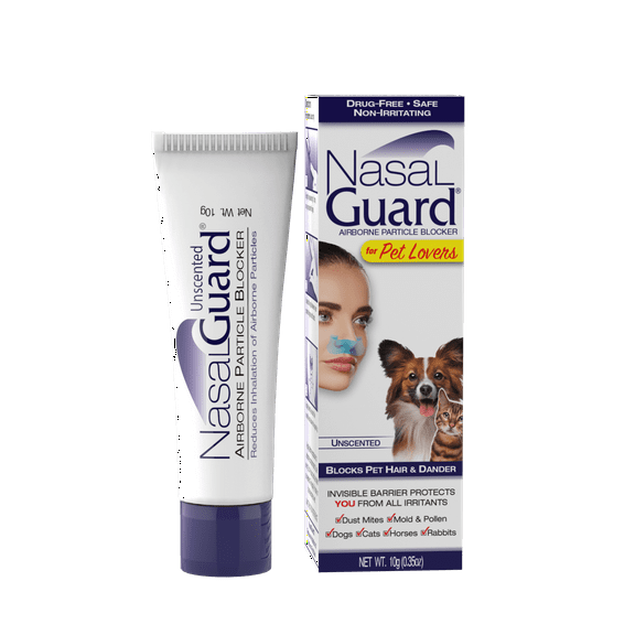 NasalGuard for Pet Lovers, Pet Hair and Dander Blocker Nasal Gel (Unscented, 10 Gram Tube)