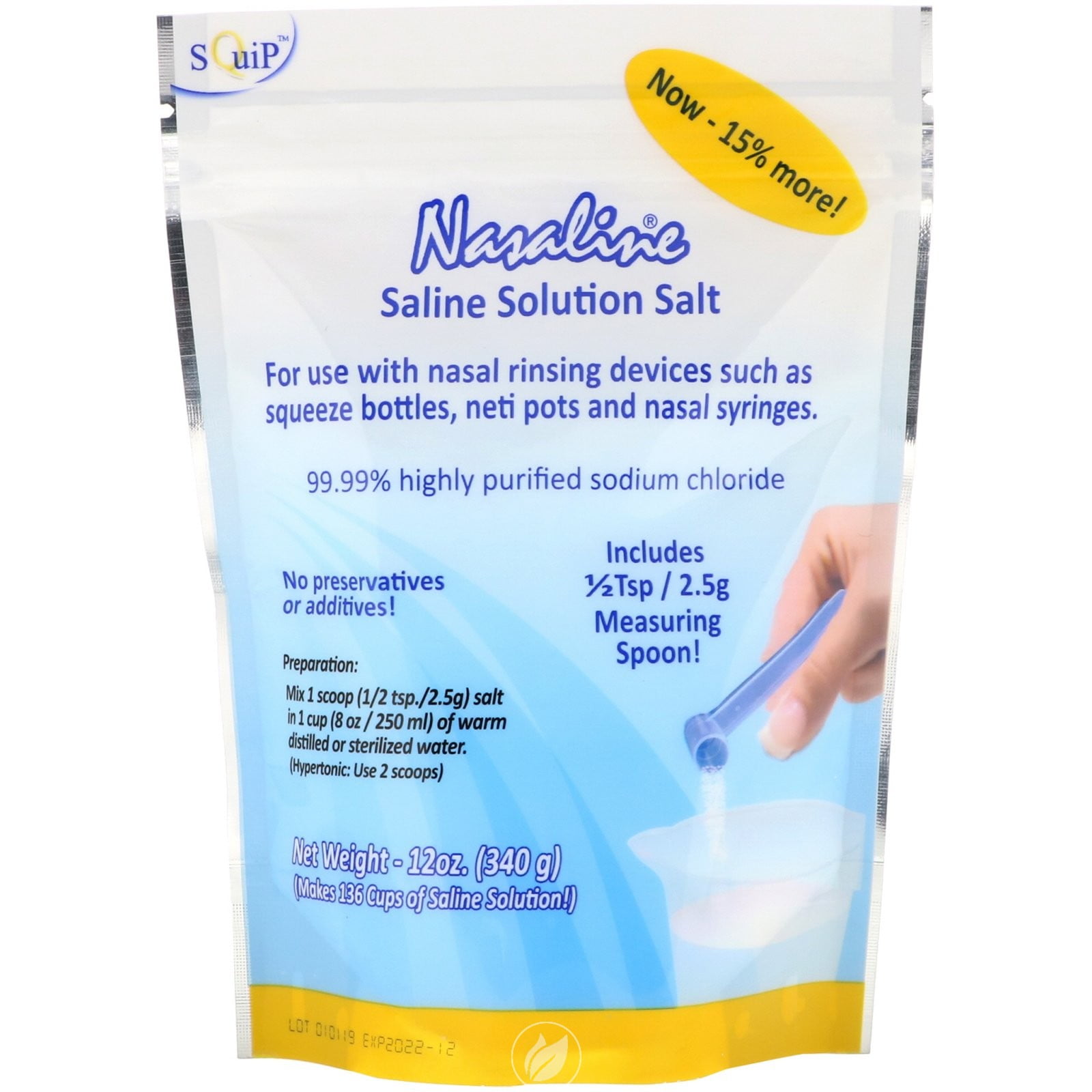 Nasaline Saline Solution Salt 12 Oz