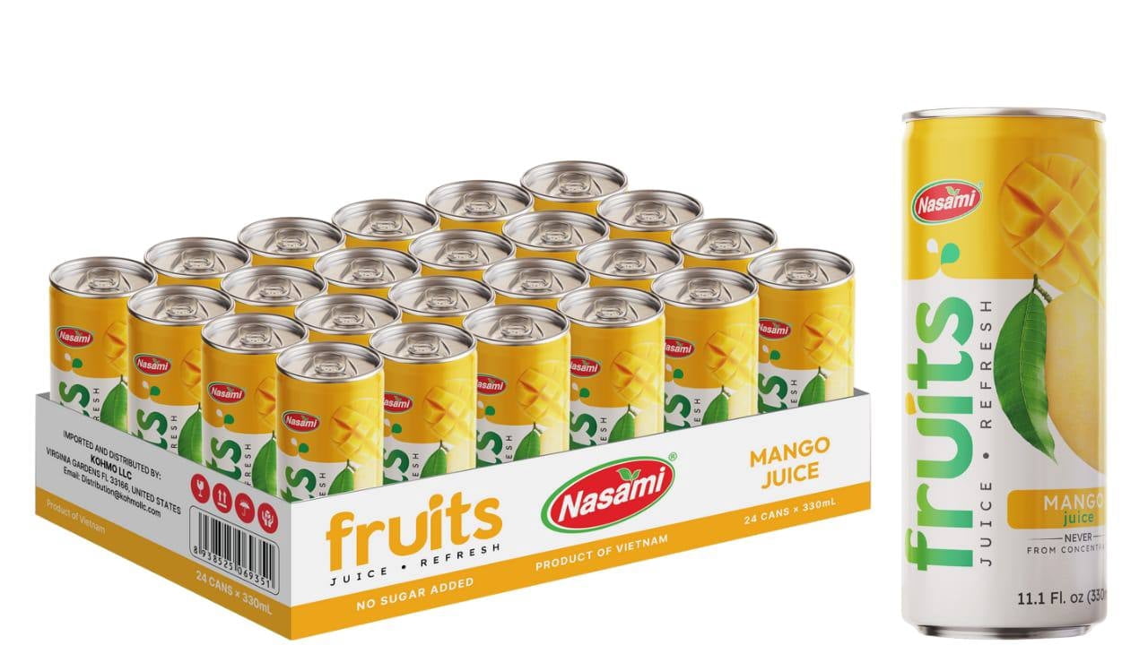 Nasami 100% Mango Juice – 11.1 fl oz (330ml) Can, No Sugar Added